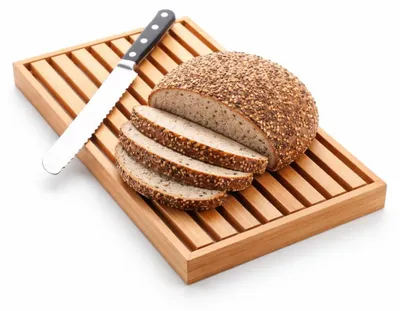 Brotschneidebrett mit Krümelfach, Bambus, 42,5x25x3,5 cm