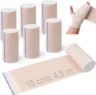 Immagine prodotto di Benda elastica autoadesiva, 6 rotoli, 10 cm x 4,5 m, ideale per lo sport e il supporto delle articolazioni
