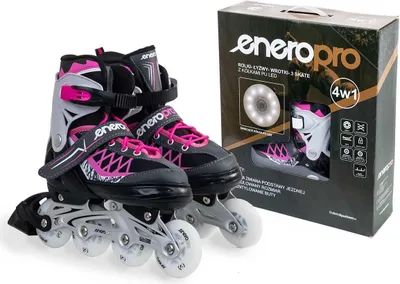 Produktbild von Schlittschuhe-Rollschuhe 4-in-1 enero pro led 30-33 rosa-grau
