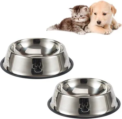 Produktbild von Hunde-Futterbox, rostfreier Hunde-Eimer, 2-teilige Futterbox für Hunde, metallene Hunde-Eimer kleiner 350 ml mit Anti-Slip-Kunststoff-Trinkbecken für Haustiere Hunde-Eimer, Welpen-Eimer, Futter- und Wasserbecken für Hunde