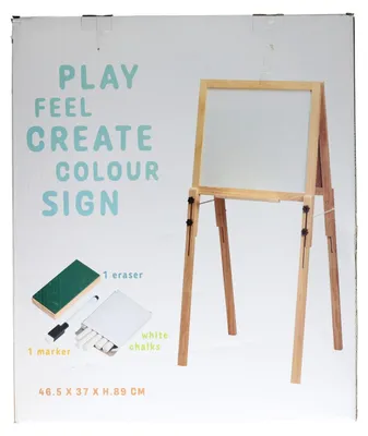 Imagen del producto de Pizarra de dibujo de madera de doble cara - 46,5 x 37 x 89 cm