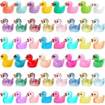 Produktbild von 100 Mini-Enten, kleine Entenfiguren aus Kunstharz, Miniatur-Kunststoffenten für Feengärten, Dekofiguren, Ostergeschenk, rosa