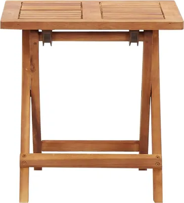 A wooden folding table against a white background.