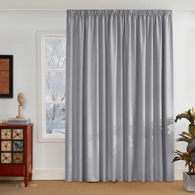Produktbild von Verdunklungsgardine mit Kräuselband für Schiene Silbergrau 245 x 200 cm