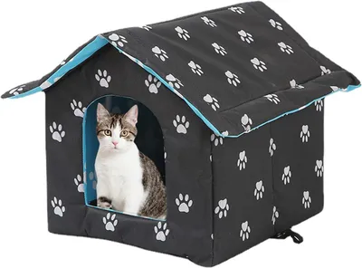 Produktbild von Outdoor-Katzenhaus für den Winter, Katzenzwinger für draußen, Outdoor-Katzenbetthaus, warme Höhle, streunende Katze, Hund, Haustier, Winterhaus, wasserdicht, für Haustiere, Welpen, Kätzchen, Kaninchen--M