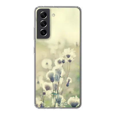 Produktbild von MuchoWow® Handyhülle Schutzhülle Hülle für Samsung Galaxy S21 FE Blumen - Feld - Weiß Silikon Softcase Handy Hülle - Mobiltelefonhülle