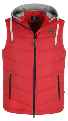 Produktbild von Dry Fashion Herren Weste Eutin - Steppweste Herren Herrenweste Outdoor Weste mit Kapuze in Rot Größe S