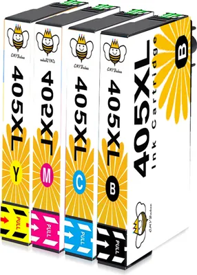 Four ink cartridges are lined up and angled towards the viewer.