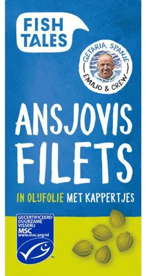 Zdjęcie produktu dla Fish Tales Filety z sardeli z kaparami 42 g - Delikatne, pikantne filety z sardeli