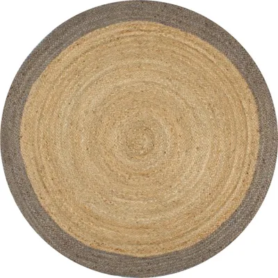 Obrázok produktu pre vidaXL Ručne vyrobený jutový koberec so sivým okrajom 90 cm - Koberec - Koberec - Tkaný koberec