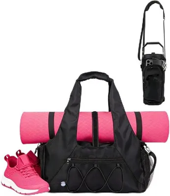 Produktbild von Dailygoods – Sporttasche für Damen mit Wasserflasche, große Reisetasche mit Schuhfach und separatem Nassfach, Sport- und Yogatasche, ideal für Freizeit, Handtasche, Schwimmtasche, schwarz