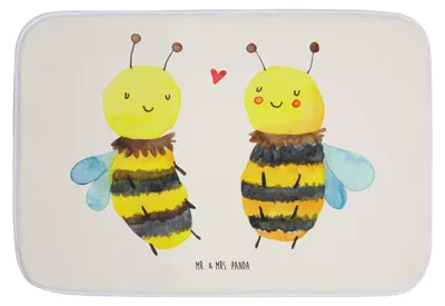Produktbild von Mr. & Mrs. Panda Badvorleger Biene Verliebt - Weiß - Geschenk, badezimmer läufer, Badematte, Duschvorleger, Badteppich, Badezimmerteppich, Matte