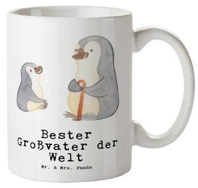 Produktbild von Mr. & Mrs. Panda Pott Pinguin Bester Großvater der Welt - Weiß - Geschenk, Oppi, Kaffeepott, Enkel, Keramiktasse, Opa, Große Teetasse, Haferl, Geschenkidee, weisse tasse