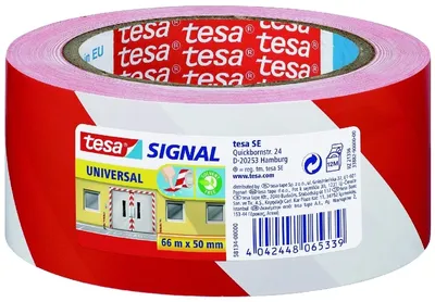 Image de Tesa - avertissement 66mx50mm rouge blanc | 1 rouleau 6 pièces