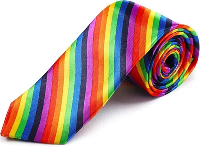 Zdjęcie produktu dla Krawat z tęczowymi paskami Pride, brokatowy, na okazje świąteczne
