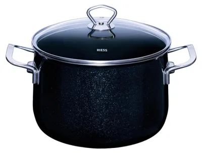 Hochtopf 24 cm, 6,5 l, schwarz, mit Glasdeckel