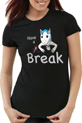 Produktbild von style3 Have a Break Einhorn Damen T-Shirt Unicorn, Farbe:Schwarz, Größe:2XL