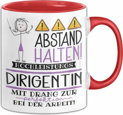 Produktbild von Dirigentin Tasse Geschenk Lustig Abstand Halten Hochleistungs-Dirigentin Mit Drang Zur Perfektion Bei Der Arbeit (Rot)