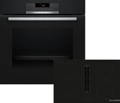 Produktbild von Bosch Einbau-Backofen-Set, HBA171BB3 + PVS811B16E, Einbau-Backofen, Kochfeld mit Dunstabzug (Induktion) HBD271FB87