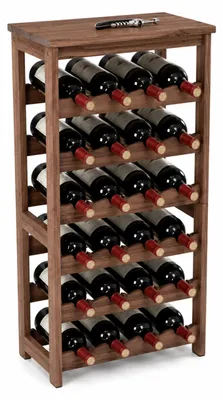 Imagen del producto de Relaxdays, estante para vino, capacidad para 24 botellas, madera de nogal, dimensiones: 82 x 40 x 24 cm, soporte para vino de pie, soporte para botellas de vino, color marrón, Imagen generada por IA