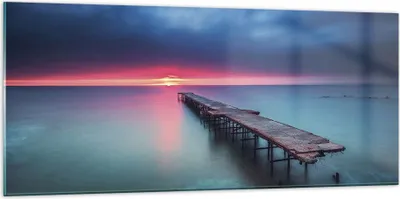 Produktbild von Bilder auf glas - Einteilig - Brücke Meer Landschaft - 120x50cm - Glasbilder - Wandbilder - Bilder - zum Aufhängen bereit - Wanddekoration aus Glas - Glas Bilder - Wandbild auf Glas - GAB120x50-4955