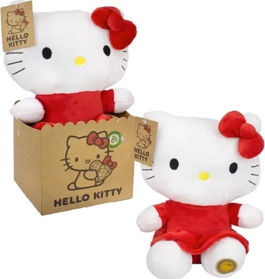 Produktbild von Hello Kitty Plüschfigur 27 cm im roten Kleid mit Schleife