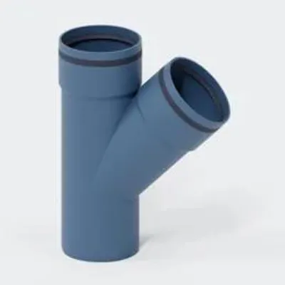 Produktbild von POLOPLAST Abzweig, DN125/125, POLO-KAL XS, PP-MD, Ø125mm, 45°, blau, 1 Stk.