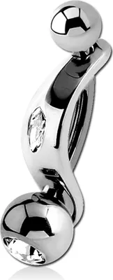 Produktbild von Intimpiercing Christina Piercing 316L Chirurgenstahl Mini Bauchnabel Banane Schild Kristall Raute Bananabell Z552_1r
