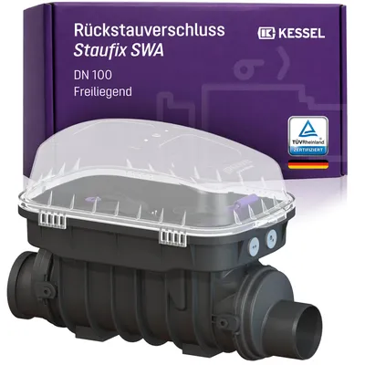 Produktbild von KESSEL Staufix SWA DN 100 Rückstauverschluss Typ 2 freiliegend, 73100.10, Premium-Rückstausicherung für fäkalienfreies Abwasser, 2 Klappen, EN 13564