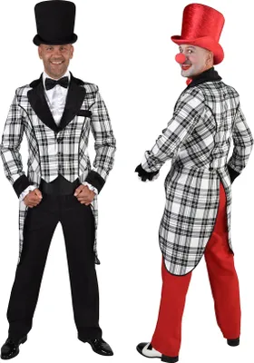 Produktbild von M220287-S schwarz-weiß kariert Herren Frack Clown Pierrot Gr.S=48