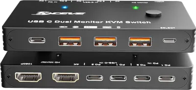 Zdjęcie produktu dla Przełącznik KVM USB-C 4K@60Hz ESKEVE do 2 laptopów i 2 monitorów 100W PD