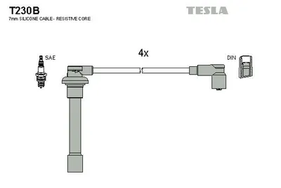 Image de TESLA T230B Kit de câbles d'allumage pour HONDA CIVIC VI Fastback (MA, MB) CIVIC V Hatchback (EG) CIVIC V Coupe (EJ) CIVIC V Stufenheck (EG, EH)