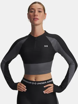 Obrázek produktu pro Dámské tričko Under Armour UA HG Rib s 1/4 zipem – černé, velikost XL