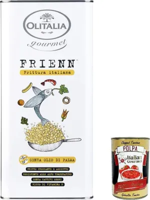 Produktbild von Olitalia, Olio Frienn, öl aus 100% italienischer Samen erhalten, Ohne Palmöl, Italienisches Bratenöl. 5 lt + Italian Gourmet polpa 400g