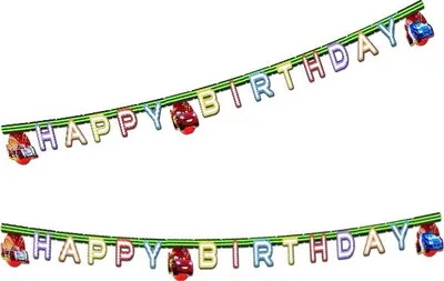 Produktbild von Cars Neon 'Happy Birthday' Gestanzte Girlande
