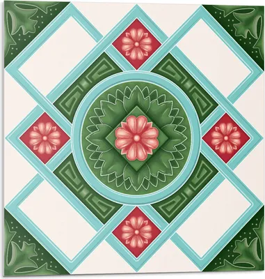 Produktbild von Rautenblumenmuster – Selbstklebend – Wandverkleidung – Wandpaneel – Wanddeko – Dekorative Wandpaneele – 3D Wandpaneele – Wandgestaltung selbstklebend – 4 Stück 50 x 50 cm