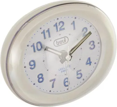 Productafbeelding van Witte kunststof wekker met alarm en licht - 10 x 8,4 x 5,4 cm
