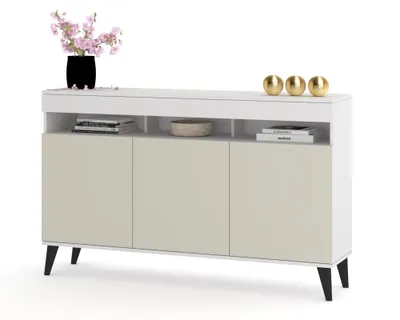 Produktbild von Große Kommode Fernsehschrank LUNA 3D Weiß Matt/Kaschmir 120cm