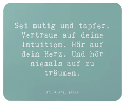 Produktbild von Mr. & Mrs. Panda Mousepad Spruch Mutig zu sich selbst stehen - Meeresbrise - Geschenk, Mouse Pad, computermatte, Herzliche Botschaften, träumen, Stärke, Trost, laptop