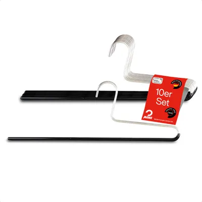 Produktbild von MAWA Hosenbügel, 10er-Set, rutschfest, 32 cm, Schwarz, stabil & langlebig