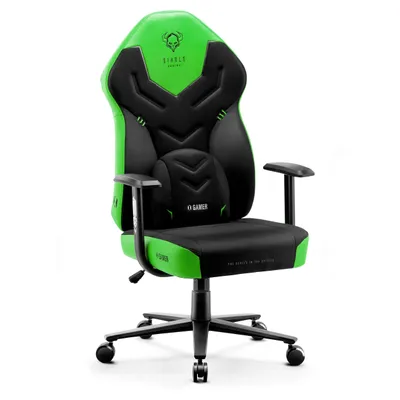 Zdjęcie produktu dla DIABLO Fotel Gamingowy Obrotowy Materiałowy | Poduszka Lędźwiowa Pianka HR Podłokietniki Regulowane Siedzisko | X-Gamer | Green Emerald
