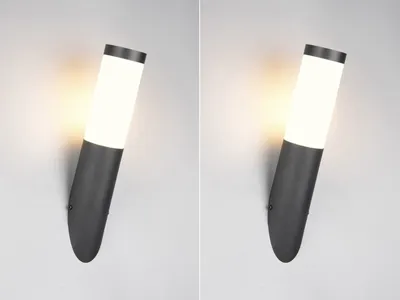 Produktbild von 2er Set LED Außenwandleuchten Fassadenbeleuchtung aus Edelstahl Schwarz, H: 39cm