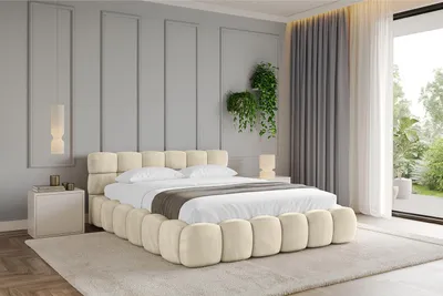 Produktbild von ALTDECOR Polsterbett mit Bettkasten LEYA v1 - 160x200 Beige - Bett ohne Matratze, Doppelbett mit Stauraum und Latternrost, Boxbett mit Kopfteil