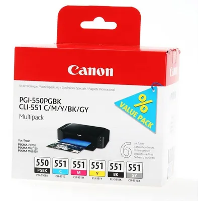 Zdjęcie produktu dla Canon 6496B005, Czarny fotograficzny, Cyan fotograficzny, Szary fotograficzny, Magenta fotograficzna, Czarny,..., Tusz na bazie pigmentu, Atrament barwnikowy, 6 szt., Multipak