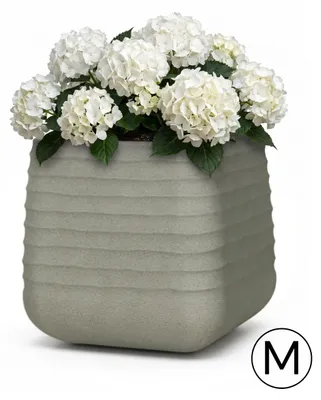 Productafbeelding van Bloempot voor tuin, terras, balkon of binnen, Mazovia, vorstbestendig, UV-bestendig, waterdicht, grijs, PP, 38,5 x 38,5 x 37 cm