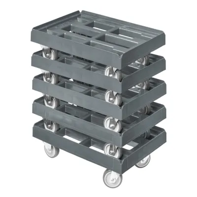 Produktbild von 5 x Stück Transportroller für Kisten 600x400 mm 2 Bock / 2 Lenkrollen Grau