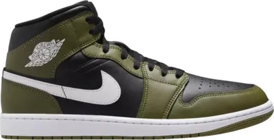 Produktbild von Nike Air Jordan 1 Mid "Black White Olive" Grün, Größe: 43