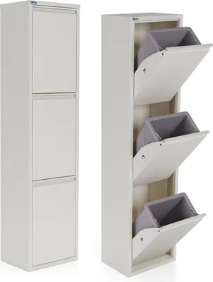 Produktbild von Bristol Mülleimer Mülltrenner Abfalleimer aus Metall 3-türig 3x15L Weiß