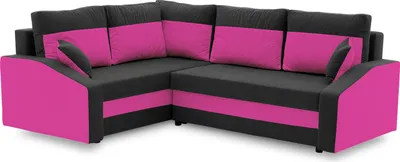 Produktbild von Ecksofa GRANDE PLUS mit Schlaffunktion L-förmig - Eckcouch mit 2 Bettkasten - MIKRO 15 + MIKRO 28 Schwarz + Fuchsia Links (Muster 2)