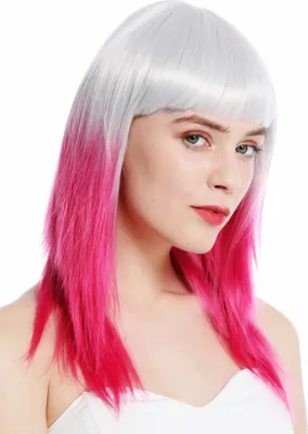 Produktbild von WIG ME UP Perücke lang glatt Pony Ombre Grau Rosa 8967-8CR60